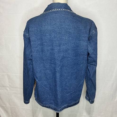 New Direction  Vintage Cotton Patchwork Quilted Denim Boho Jacket Size M