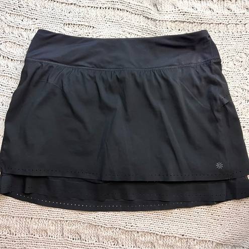 Athleta  Laser Run Black Layered‎ Athletic Tennis Skirt Size M