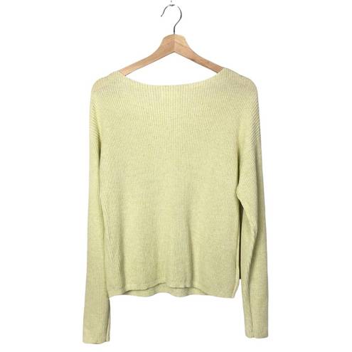 Lou & grey  Pale Yellow Round Neck Ribbed Knit Pullover Sweater M