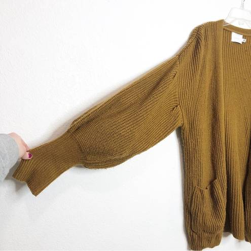 Lush Clothing Lush Dolman Sleeve Cardi Long Sleeve Open Cardigan Sweater Camel Brown Small