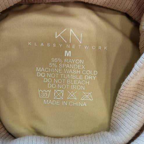 Klassy Network  Mock Neck Plush Long Sleeve Brami Bodysuit Built In Bra Size M