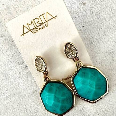 Amrita Singh  blue and crystal drop post earrings