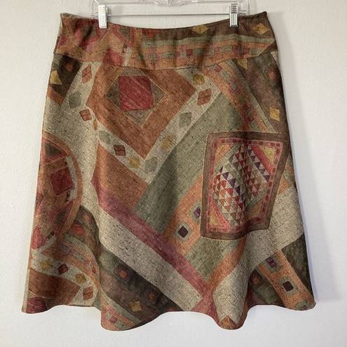 Coldwater Creek  Skirt Large Twill Woven Southwest‎ Western Geo Print Yellowstone