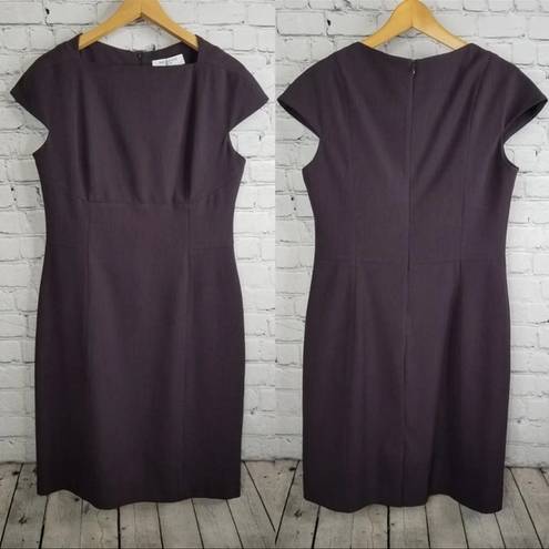 MM.LaFleur M.M. Lafleur Ashley Crepe Sheath Dress 8 Womens Cap Sleeve FIG Purple Brown