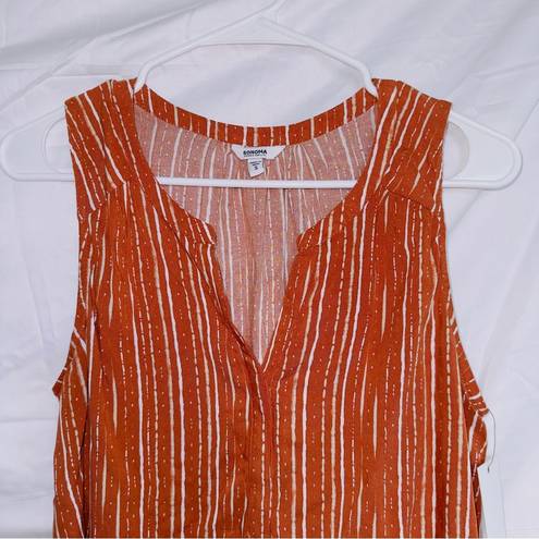 Sonoma Women's  NWT Orange Striped V Neck Sleeveless Tank Top size small