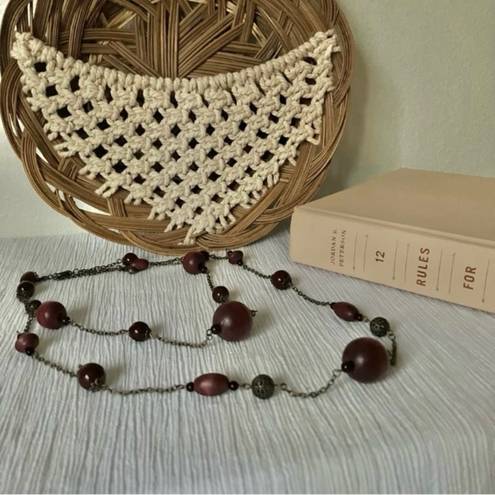 American Vintage Vintage “Rosalie” Burgundy Beaded Necklace Statement Maximalist Red Purple