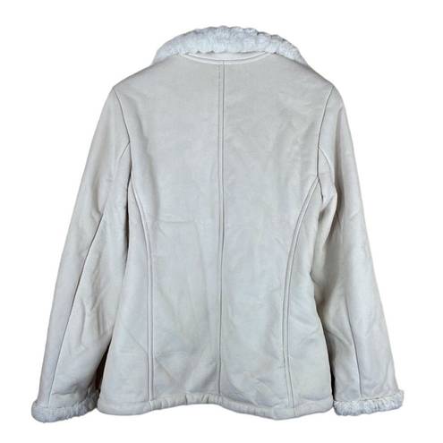 Croft & Barrow  Cream Faux Fur Jacket size Medium