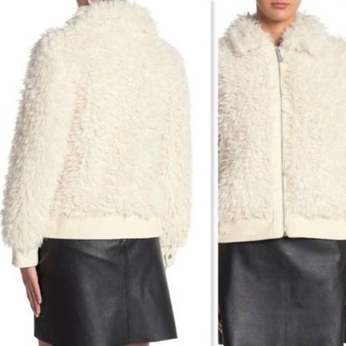 BCBGeneration  Zip Front Faux Fur Jacket in Cream