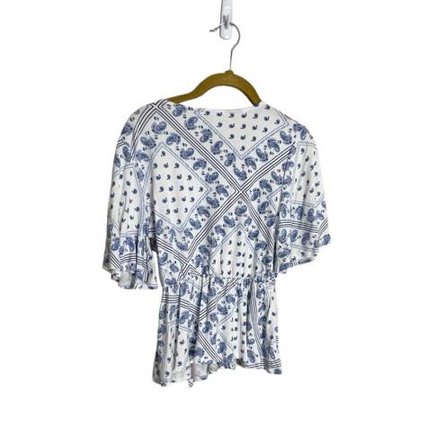 Blue Rain Francesca’s  Paisley Boho V Neck Blouse XXS