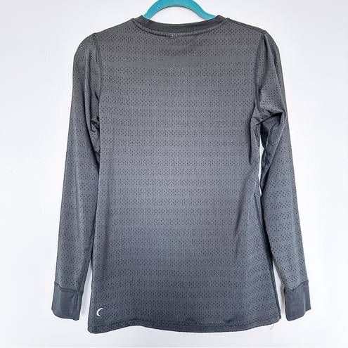 Zyia  Active Black Mesh Long Sleeve Activewear Top Size Small