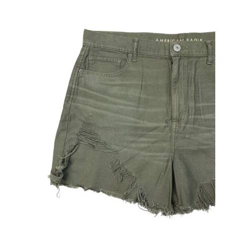 American Eagle New  Highest Rise Mom Shorts Womens 16/33 Green Raw Chewed Hem