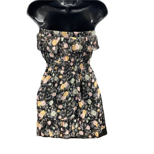 Luxe Apothetique , Floral, black, pink, yellow, green, Small, Strapless Dress