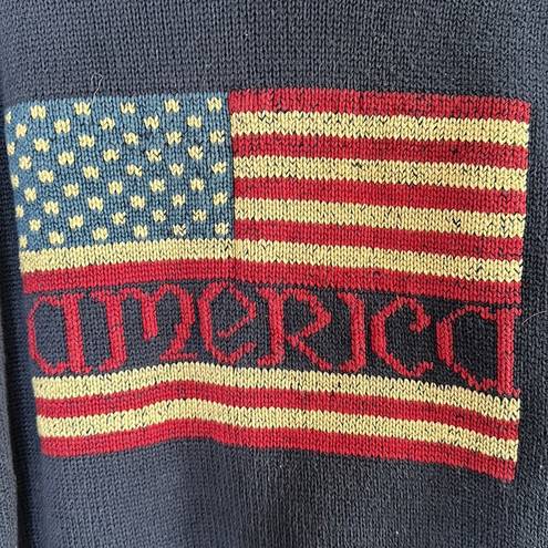 Lands'End 90s Lands’ End America Flag Turtleneck Sweater Navy Cotton