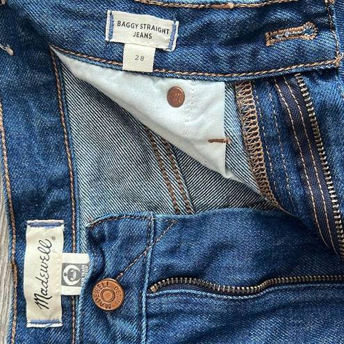 Madewell  Baggy Straight Jeans Dark Worn Indigo Hemp Cotton 28 Waist EUC $98