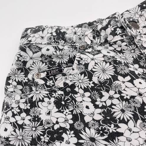 Daisy Vintage High Rise Jean Shorts Floral Black White  Print Denim Quirky Spring