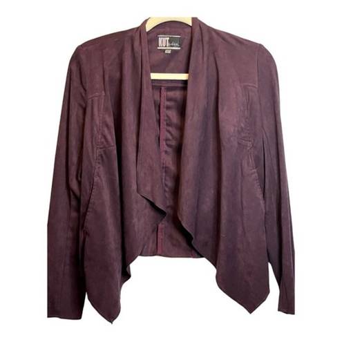 Kut From The Kloth 𝅺 Faux Suede Burgundy Drape Front Blazer Size Small