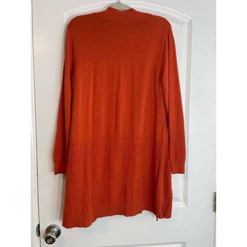 Isaac Mizrahi  Live Orange Ribbed Open Front Cardigan Sweater, Size Medium