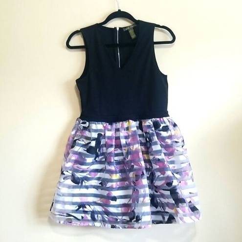 Brat Star  Black Multicolored Dress Sz Large