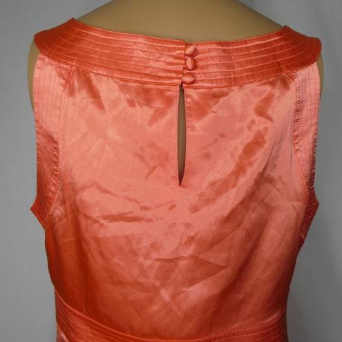 Cache  Satin Blouse Cami Scoop Square Neck Keyhole Orange Small Sherbet Tangerine