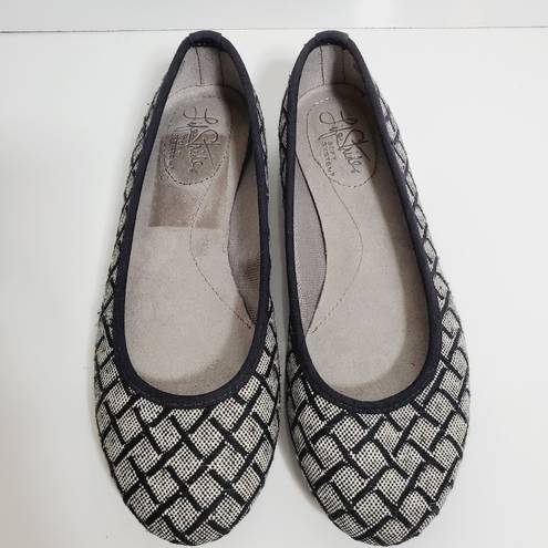 Life Stride  Ballet Flat Gray Black White Checkerboard Toe Size 6