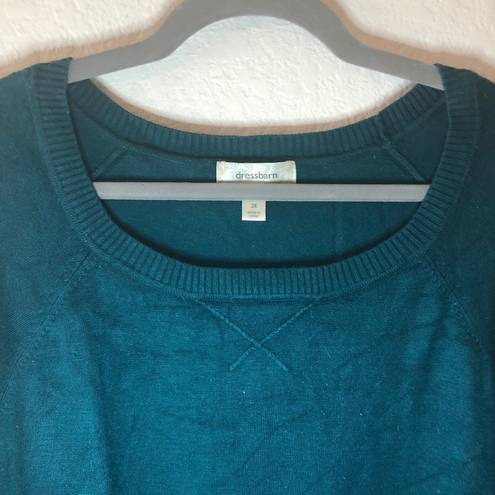 Dress Barn  Sweater Teal Scoop Neck Knit Sz 2X GUC Plus Size Casual Long Sleeve