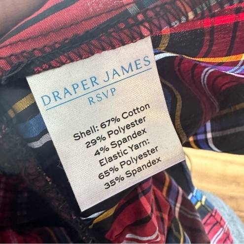 Draper James  multicolored plaid smocked peasant top XXL