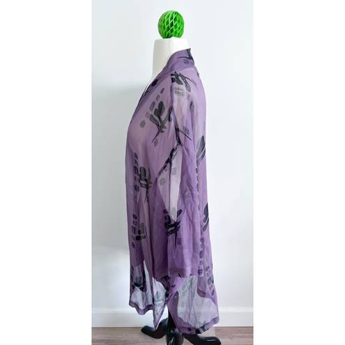 Ban Jara  Kimono wrap size One Size purple black robe silk 