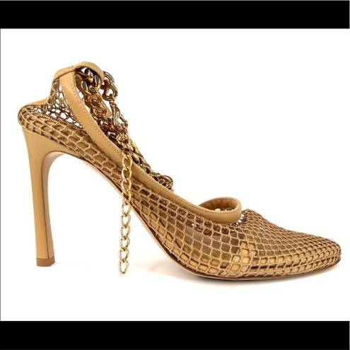 Bottega Veneta  Stretch Chain Ankle Strap Nappa Leather Heel Mesh Pumps