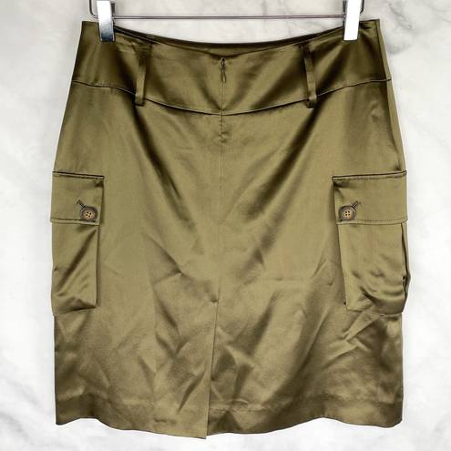 Tommy Hilfiger NWT Hilfiger 100% Silk Cargo Mini Pencil Skirt Olive Army Green Preppy Y2K 4