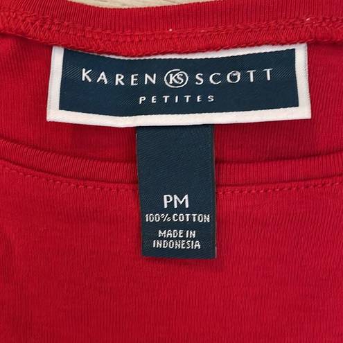 Karen Scott Red Sleeveless Scoop Neck Tank Top Size PM