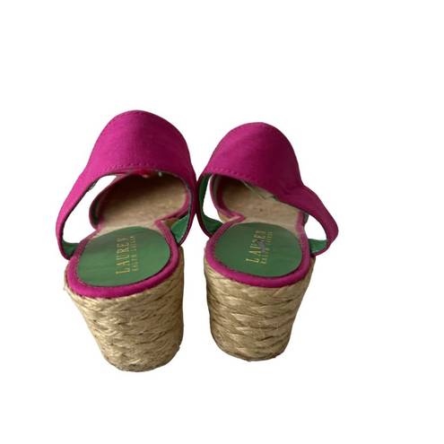 Ralph Lauren LAUREN  Cala Pink Dragonfly Espadrille Wedges Sz 9.5