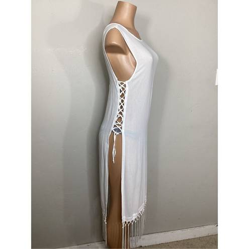 l*space New. L* white fringe lace up cover up. Small. Retails$99