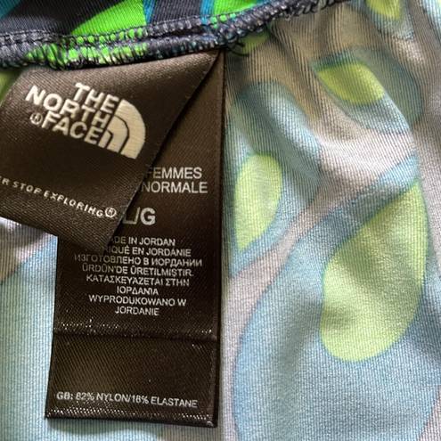 The North Face  Echo Lake Halter Dress Large Green Blue Floral Print Zip Pocket