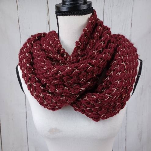 Mixit 🍎5/25 NWT  Infinity Knit Scarf Burgundy Golden Metallic