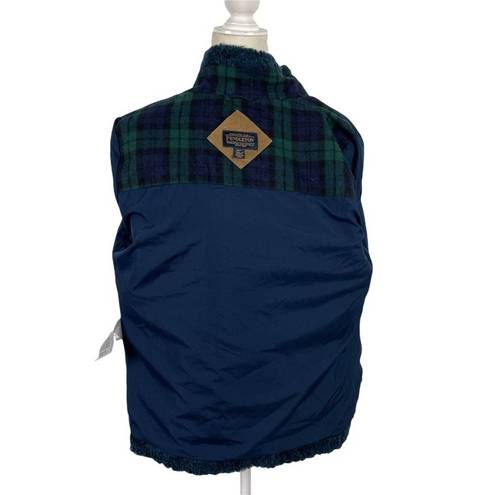 Pendleton  Women Fuzzy Full Zip Sherpa Blue Jacket Teddy Plaid Size Medium