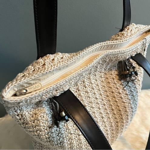 The Sak  Crocheted Beaded Fringe Tote Bag