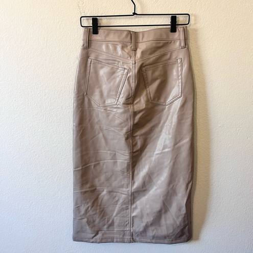 Abercrombie & Fitch  NWT Vegan Leather MIDI Skirt Taupe Size 25