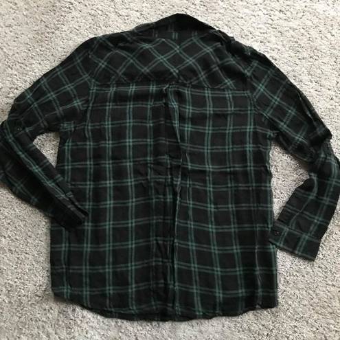 Staccato  women’s large black / green plaid button down top