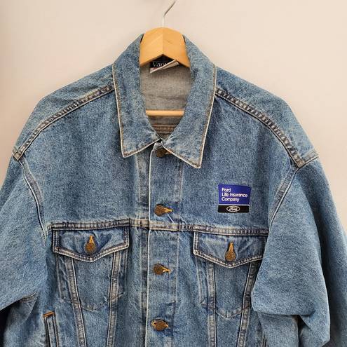 Krass&co Vantage Club Vintage Ford  Medium Wash Blue Jean Jacket Size L