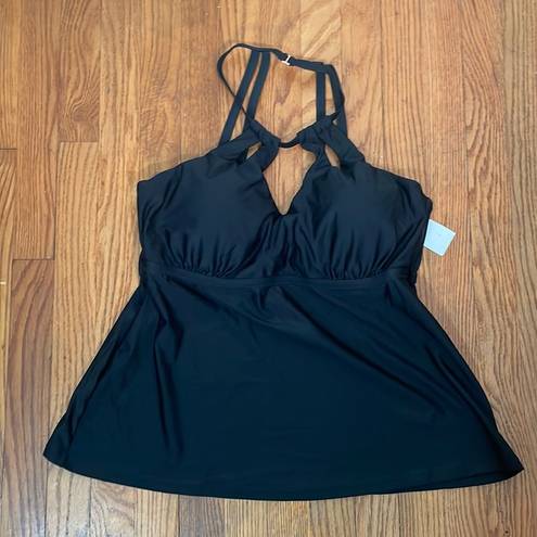 Raisin's  Curve Calina Solids Rosalie Tankini Swim Top Black Plus Size 18W NWT