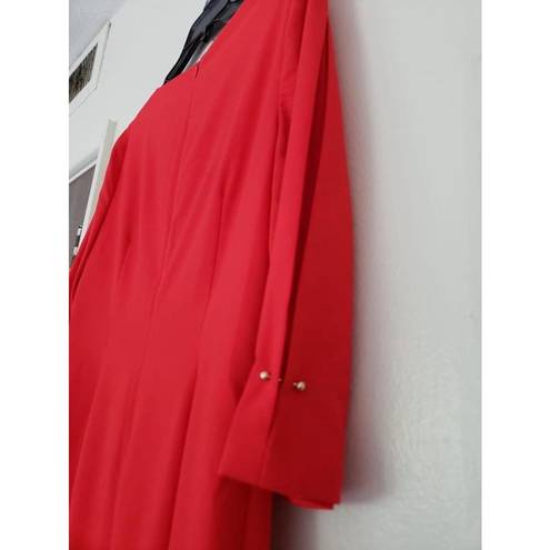 Preston & York Size 10 Dress Red 3/4 Sleeves Women Dress