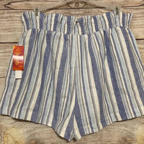 Joe B Paper bag High Waist Shorts Linen Blend Juniors XL