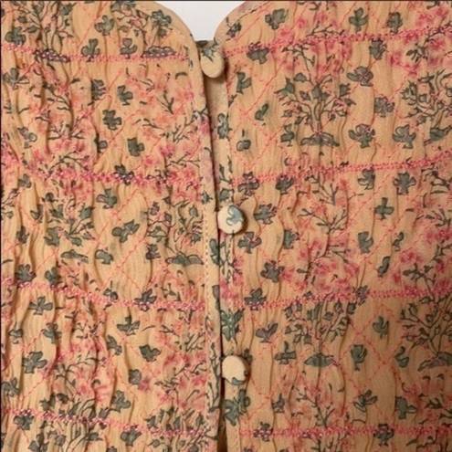 The Great EUC  peach embroidered silk peasant top