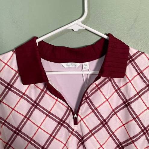 Lady Hagen  Clubhouse Polo Sleeveless Polo Golf Top Plaid Pink NWT