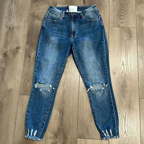 One Teaspoon  High Waist Free Bird Fitted Distressed Stretch Blue Jeans Size 28