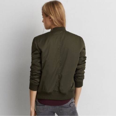 American Eagle  Army Green Nylon Bomber Jacket