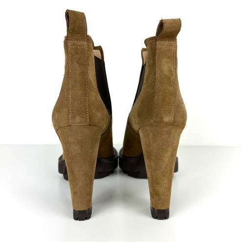 ALLSAINTS NEW  Harper Lug Sole Heeled Suede Ankle Boots Tan Size 9