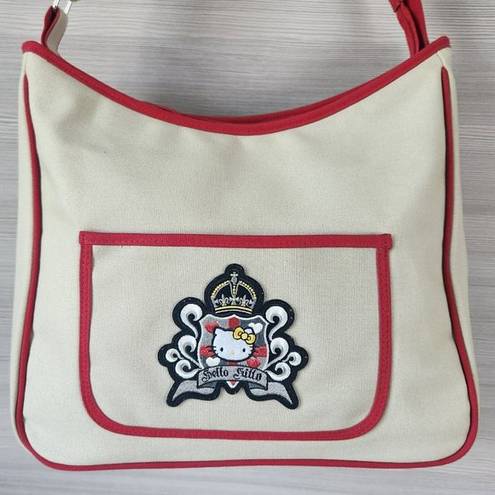 Sanrio  Royal Crown Hello Kitty Patch Messenger Shoulder Crossbody Canvas Bag