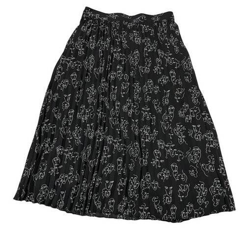 A New Day  X Vital Voices Face Print Pleated Skirt - Black - XS