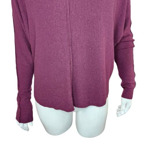 Treasure & Bond  Women's Medium Burgundy Stem Drop Shoulder Long Sleeve Sweater